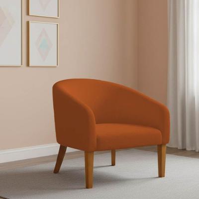 Poltrona Sala Decorativa Stella Pé Madeira Trapézio Castanho Bouclê D03 - D'rossi Terracota