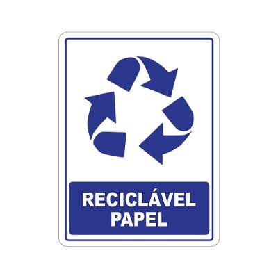 Adesivo Coleta Seletiva Reciclável Papel 15x20cm Branco