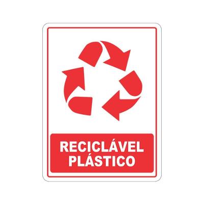 Adesivo Coleta Seletiva Reciclável Plástico 15x20cm Branco