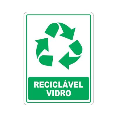 Adesivo Coleta Seletiva Reciclável Vidro 15x20cm Branco
