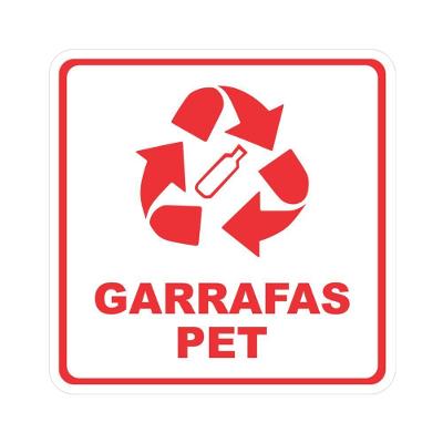 Adesivo Coleta Seletiva Garrafas Pet 20x20cm Vinil Branco