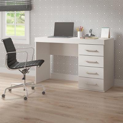 Mesa Escrivaninha Home Office Com 4 Gavetas 120cm Menu Móveis Branco