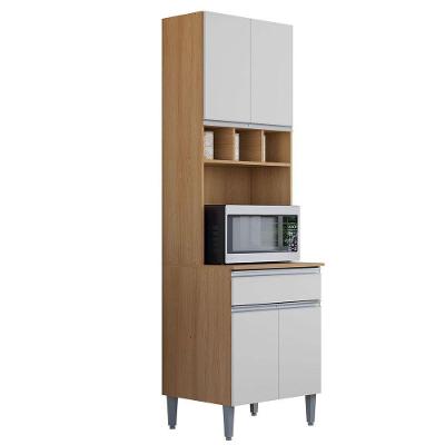 Paneleiro 4 Portas Com 1 Gaveta E Nicho Adriana Amêndoa/branco