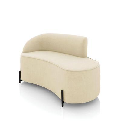 Sofá 2 Lugares Orgânico 140cm Pé Ferro Preto Morgan Suede Bege