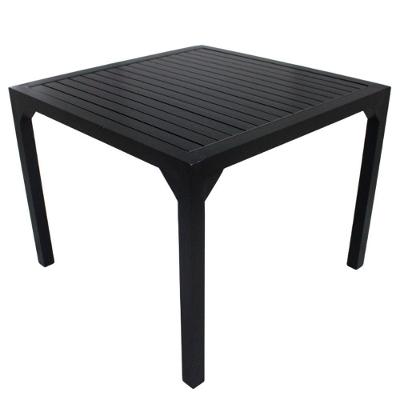 Mesa Quadrada Haiti 100cm Com Tampo Ripado Em Alumínio Trama Preto