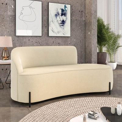 Sofá 3 Lugares Orgânico 180cm Pé Ferro Preto Morgan Suede Bege