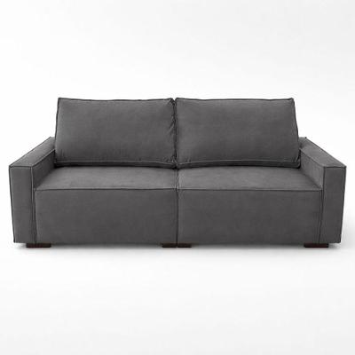 Sofá 2 Metros Contemporâneo Sala Estar Luxo Moderno Suede Cinza Escuro