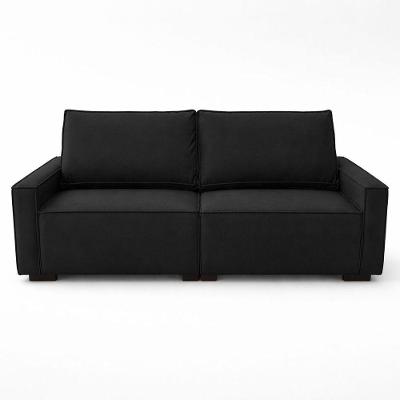 Sofá 2 Metros Contemporâneo Sala Estar Luxo Moderno Suede Preto