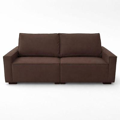 Sofá 2 Metros Contemporâneo Sala Estar Luxo Moderno Suede Marrom