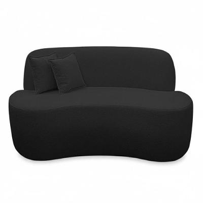 Sofá Ondulado Orgânico Pequeno 2 Lugares Sala Bouclé Preto