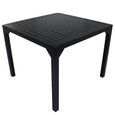 Mesa Quadrada Haiti 60cm Com Tampo Ripado Em Alumínio Trama Preto
