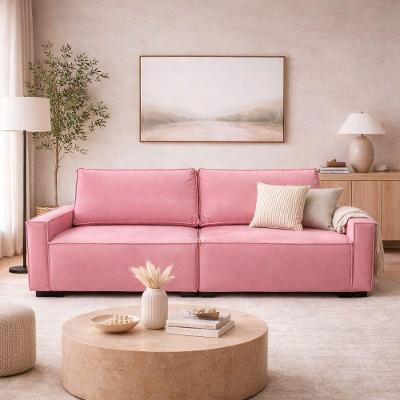 Sofá 3 Lugares Moderno Contemporâneo Sala Recepção Suede Rose