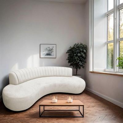Divã Recamier Celeste Curvo Sala Estar Luxo 200cm Bouclé Cor Branco