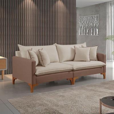 Sofá Fixo 3 Lugares M-195 2,20m Estofados Martins Bougle Bege Claro