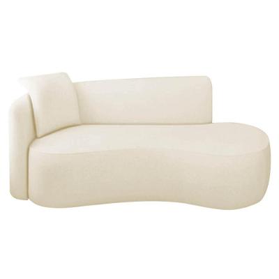 Divã Recamier Suíça Curvo Sala Recepção 180cm Lado Direito Bouclé Branco