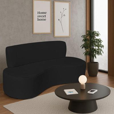 Sofá Curvo 3 Lugares Sala De Estar Recepção Escritório Amsterdã 200cmano - Amarena Móveis Preto