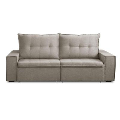 Sofá Retrátil Reclinável Valentino 2,10m Linho Star Confort Carvalho