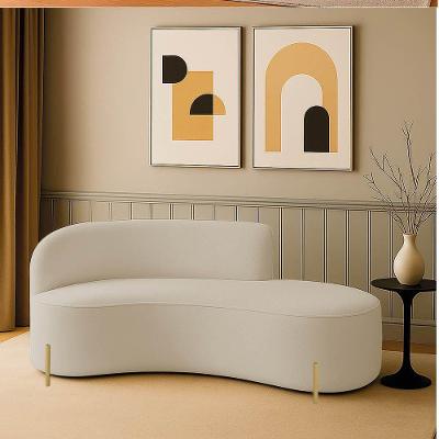 Sofá 3 Lugares Orgânico 180cm Pé Dourado Morgan Cotelê Ext/veludo D03 - D'rossi Cor Bege