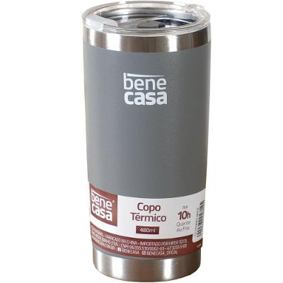 Copo Térmico Para Bebidas 480ml Vedação à Vácuo Cinza