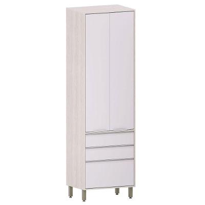 Paneleiro Alto Para Cozinha 2 Portas 3 Gavetas Atenas Cinza Cristal