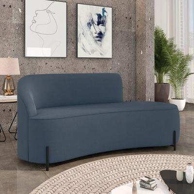 Sofá 3 Lugares Orgânico 180cm Pé Ferro Preto Morgan Suede Azul Mar