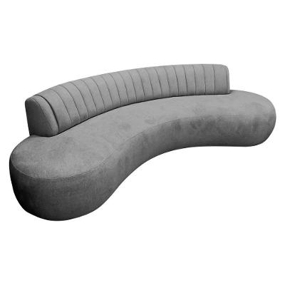 Divã Recamier Celeste Curvo Sala Estar Luxo 180cm Bouclé Cinza