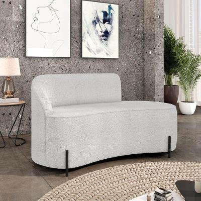 Sofá 2 Lugares Orgânico 140cm Pé Ferro Preto Morgan Bouclê Cinza