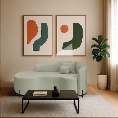 Divã Recamier Curvo Sala De Estar Recepção Inglaterra 180cm Pés Metal Preto Lado Esquerdo Bouclé Verde Oliva