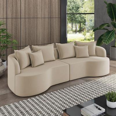 Sofá 4 Lugares Orgânico Living 250cm Mersa Veludo K01 - D'rossi Cor Bege