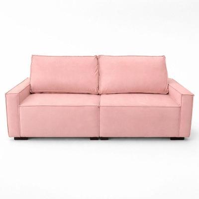 Sofá 2 Metros Contemporâneo Sala Estar Luxo Moderno Suede Rosa