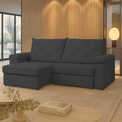 Sofá Para Sala Reclinável Estofado Miami 210cm Linho Chumbo