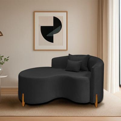 Divã Recamier Curvo Sala De Estar Recepção Inglaterra 150cm Pés Madeira Lado Esquerdo Bouclé Cor