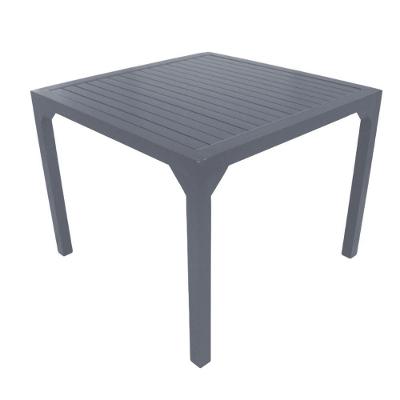 Mesa Quadrada Haiti 100cm Tampo Ripado Em Alumínio Trama Chumbo