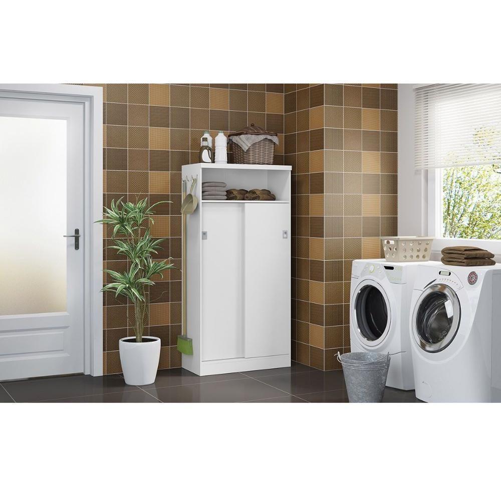 Armário Multiuso Lavanderia 528 c/ 2 Portas de Correr Branco - Carraro - 4