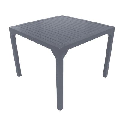 Mesa Quadrada Haiti 80cm Com Tampo Ripado Em Alumínio Trama Chumbo