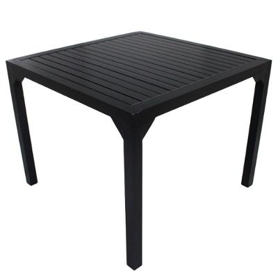 Mesa Quadrada Haiti 80cm Com Tampo Ripado Em Alumínio Trama Preto