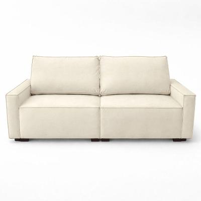 Sofá 2 Metros Contemporâneo Sala Estar Luxo Moderno Suede Bege