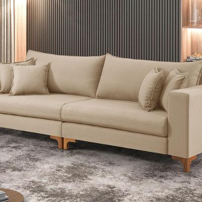 Sofá Fixo 6 Lugares M-197 2,80m Estofados Martins Linho Bege