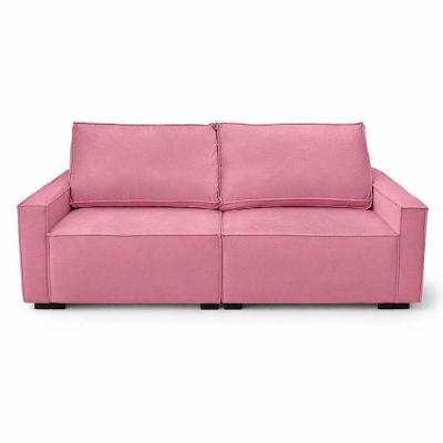 Sofá 2 Metros Contemporâneo Sala Estar Luxo Moderno Suede Rose