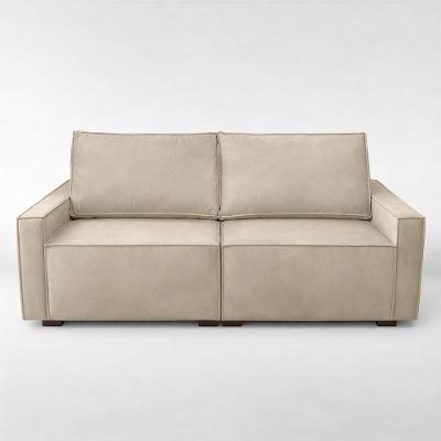 Sofá 2 Metros Contemporâneo Sala Estar Luxo Moderno Suede Capuccino