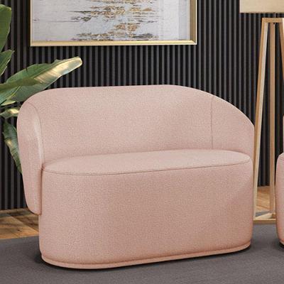 Sofá 2 Lugares Namoradeira Orgânica Para Sala Malu Bouclê M11 - D'rossi Cor Rose