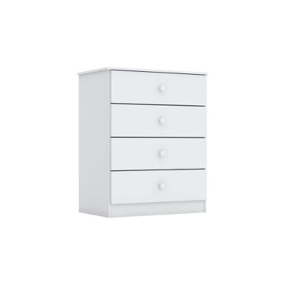 Cômoda Juvenil Labirinto 4 Gavetas MDF MDP com Puxador Plástico Branco