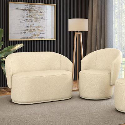 Sofá Namoradeira E Poltrona Orgânica Para Sala Malu Linho M11 - D'rossi Cor Bege