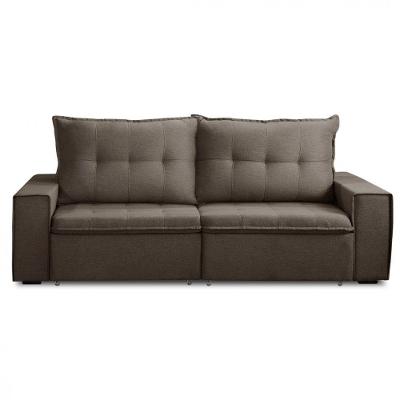 Sofá Retrátil Reclinável Valentino 2,10m Linho Star Confort Tabaco