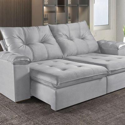 Sofá Retrátil E Reclinável 3 Lugares M-194 Estofados Martins Cinza