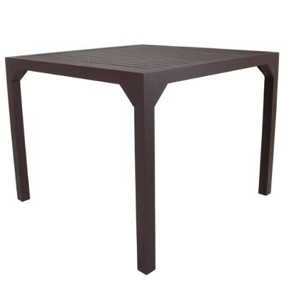 Mesa Quadrada Haiti 100cm Tampo Ripado Em Alumínio Trama Marrom
