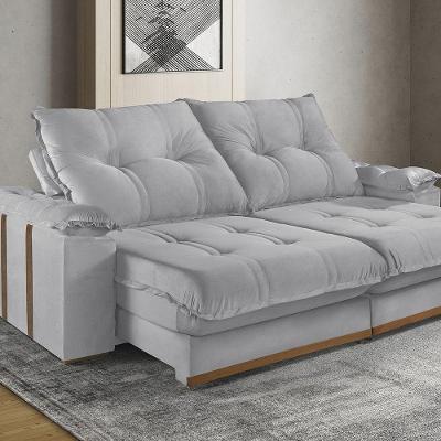 Sofá Retrátil E Reclinável 4 Lugares M-193 Estofados Martins Cinza