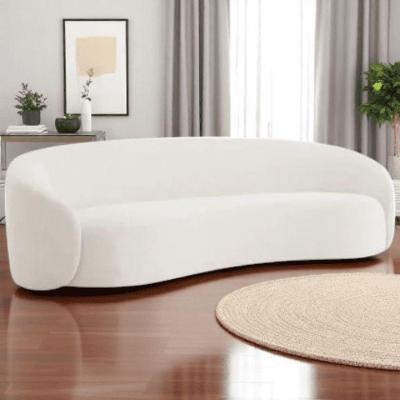 Sofá 3 Lugares Orgânico Luxo Recepção Sala De Estar E Tv Amore 200cm Bouclé Bege- Mabe Magazine