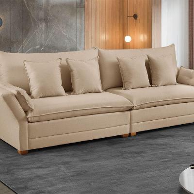 Sofá Fixo 3 Lugares M-198 2,30m Estofados Martins Linho Bege