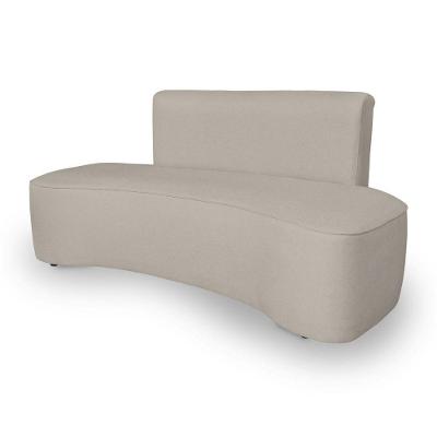 Sofá Curvo Design Orgânico Luxo Sala Contemporânea Suede Bege